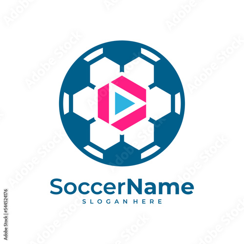 Play Soccer logo template  Football logo design vector