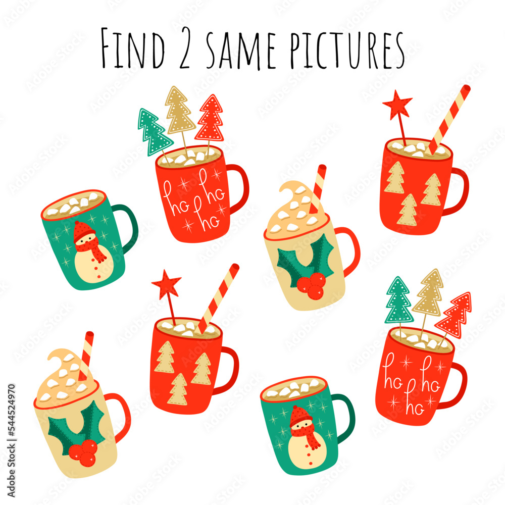grafika-wektorowa-stock-find-2-identical-pictures-christmas-task