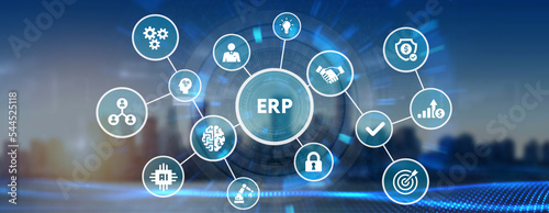 Business, Technology, Internet and network concept. Enterprise resource planning ERP concept. 3d illustration