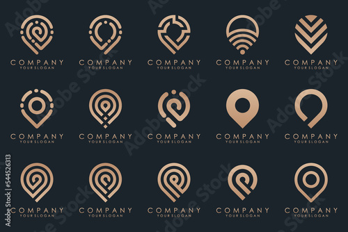 creative pin map location logo icon set.