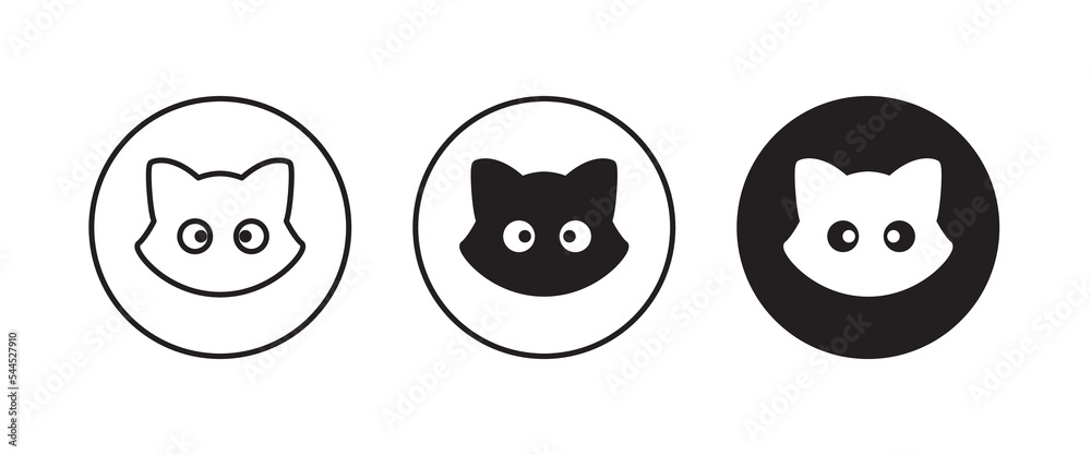Black cat icon flat style isolated on white Vector Image