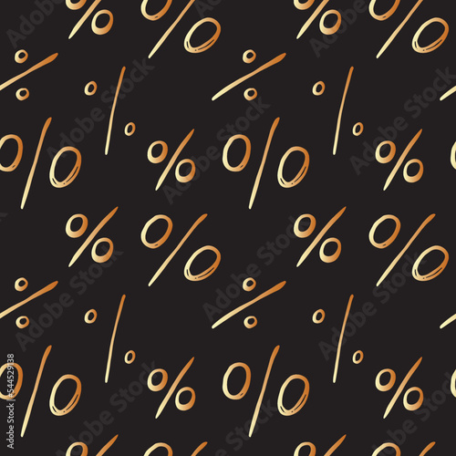 Vector seamless pattern with a percent sign. Hand drawn background and texture on the economy, Black Friday, discounts and sales