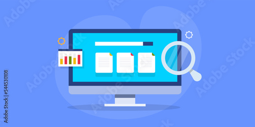 Data driven content research, preparing high quality content for search engine users and website seo concept.