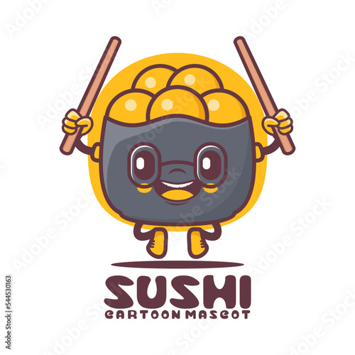 sushi cartoon mascot. japanese food vector illustration