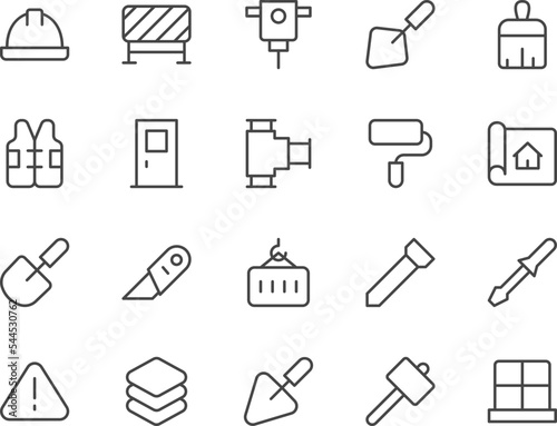 Construction line icons set.