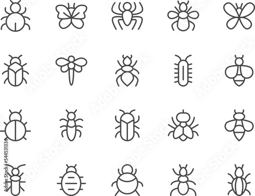 Insect line icons set.