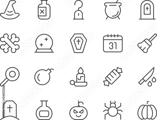 Halloween line icons set.