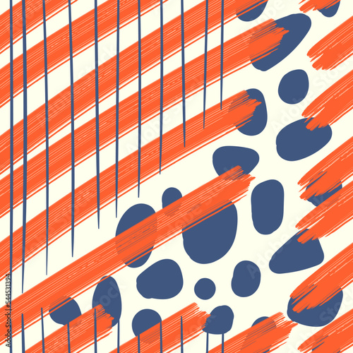 vector rough ethnic askew and freeform brush stroke lines overlapped seamless pattern on white