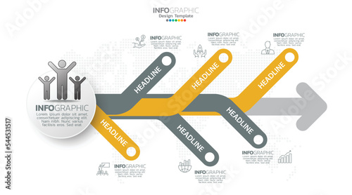 Timeline infographic vector with 6 steps can be used for workflow layout diagram annual report web design.