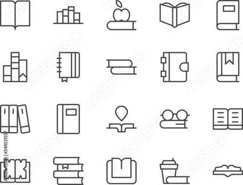 Book line icons set.