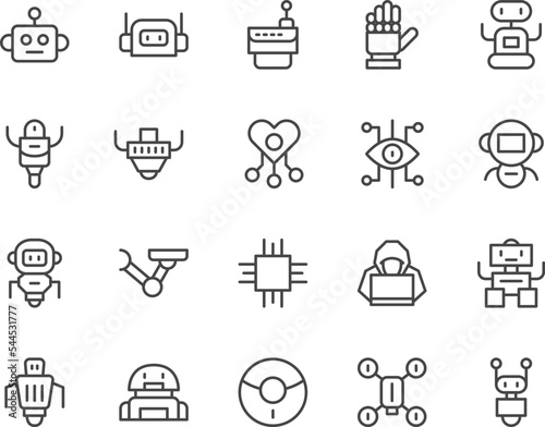 Robotics line icons set