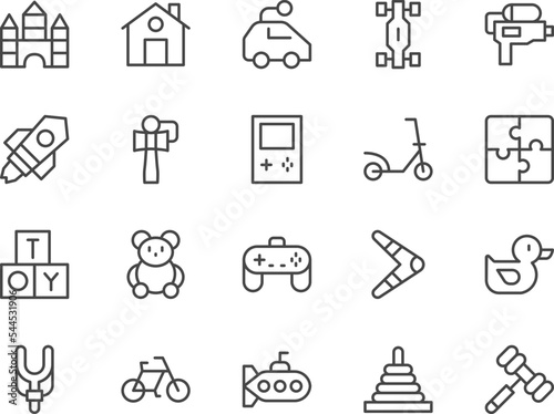 Toys line icons set.