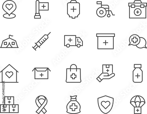Humanitarian line icons set.