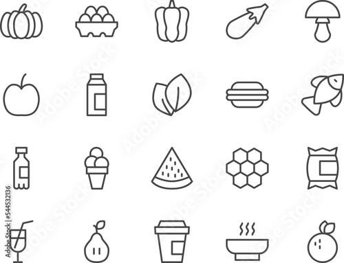 Nutrition line icons set.