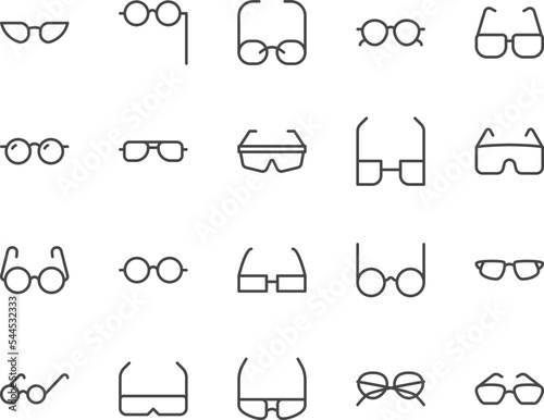 Glasses line icons set.