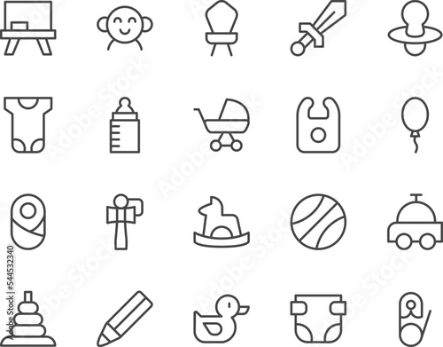 Baby line icons set.