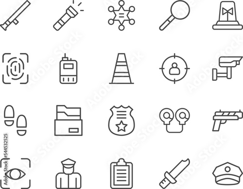 Police line icons set.