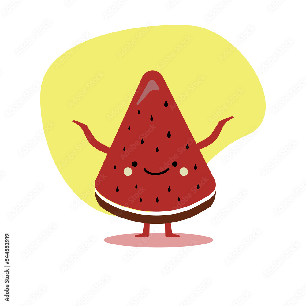 illustration vector of watermelon. Cute cartoon watermelon. Happy emoji. Organic vegetarian healthy food drawing illustration vector of watermelon. Cute cartoon watermelon. Happy emoji. Organic vegetarian healthy food drawing