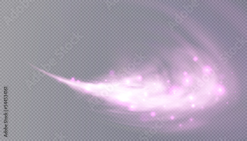 Transparent smoke with shimmering magical dust. Steam effect special effect for fairytale illustrations on transparent background.