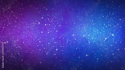 手描きの水彩の星空、キラキラ背景 