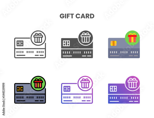 Credit Card Gift Card icon set style ouline, glyph, flat color and gradient. Vector Illustration for Graphic Design Element. Isolated on white background