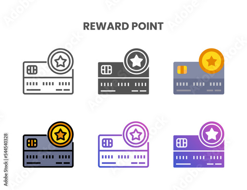 Credit Card Reward Point icon set style ouline, glyph, flat color and gradient. Vector Illustration for Graphic Design Element. Isolated on white background