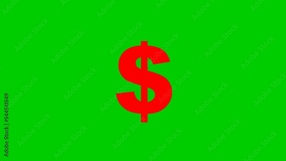 Animated red icon of dollar. Radiance from rays around symbol. Concept of business, money. Flat vector illustration isolated on the green background. Animated red icon of dollar. Radiance from rays around symbol. Concept of business, money. Flat vector illustration isolated on the green background.