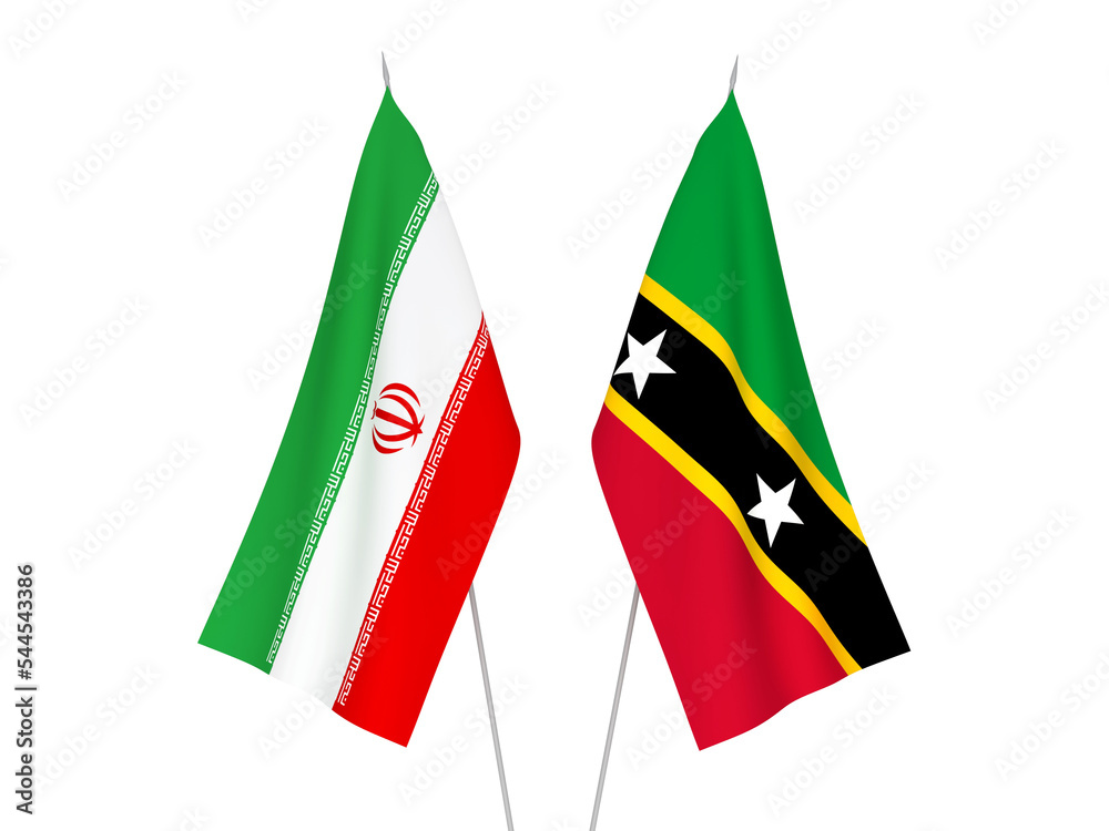 Iran and Federation of Saint Christopher and Nevis flags