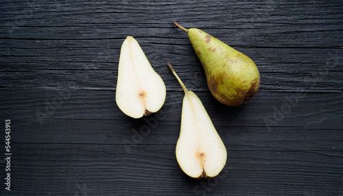 pear on wooden table