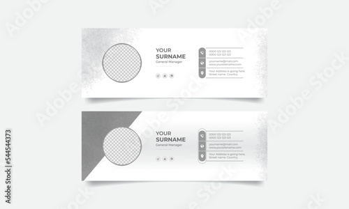 White email signature template banner design, email footer vector illustration