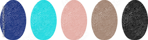Fingerprint security thumbprint biometric id for identification scan. Finger print of thumb blue and black silhouette