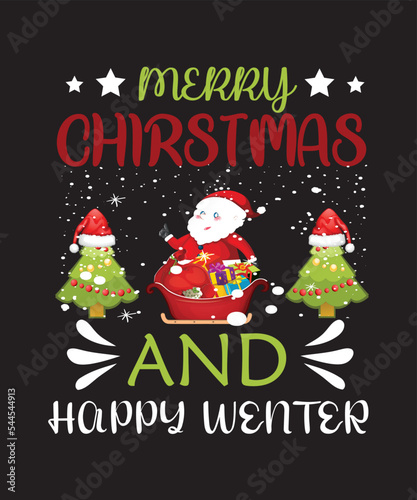  Merry Vhristmas And Happy Winter Tshirt Design Download
