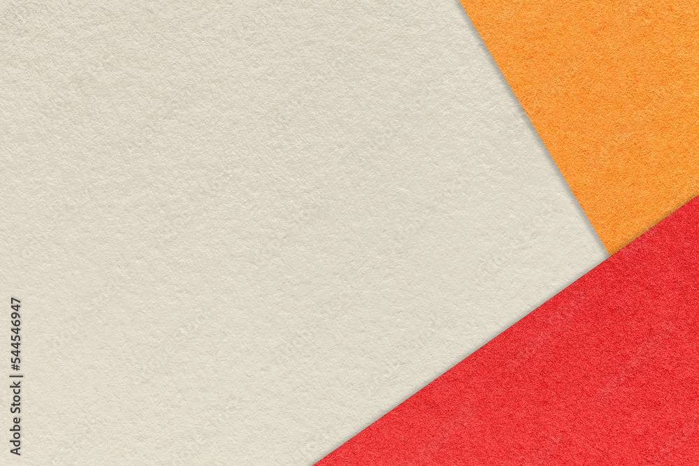 Craft beige color paper background with red and orange border. Vintage ivory cardboard. Presentation template Craft beige color paper background with red and orange border. Vintage ivory cardboard. Presentation template