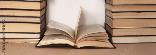 background from many books.  reading culture. open old book