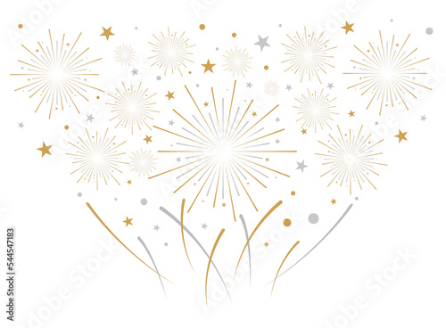 Fireworks illustration isolated on white background. Vector festive background
