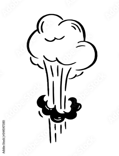 Illustration of explosion and smoke for comics. Retro design element. Vector doodle illustration