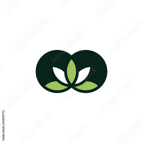 natural two-circle mix leaf logo