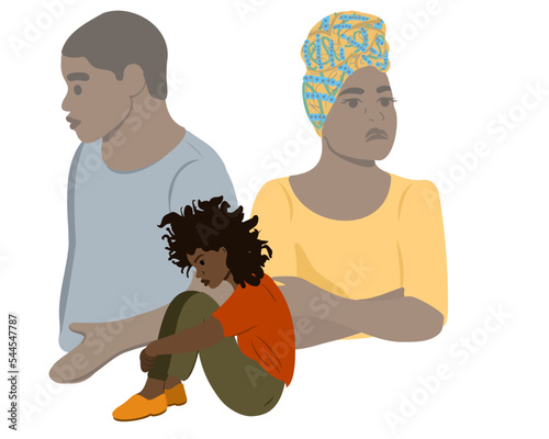little african american teenage girl standing alone at home, upset unhappy child waiting for parents, thinking about problems, bad family relationships, parents divorce, psychological trauma.