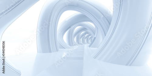 abstract white futuristic environment with archways 3d render illustration Fototapet