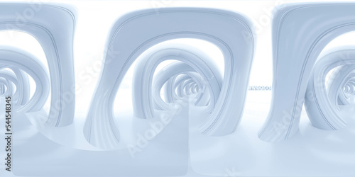 Fototapete abstract white futuristic environment with archways 3d render illustration