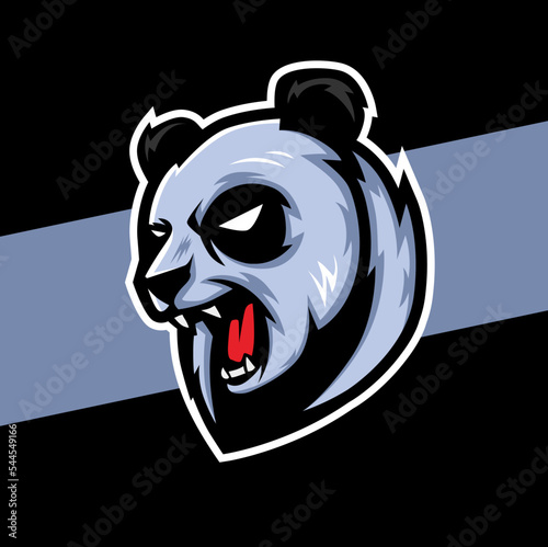 aggressive panda head mascot e-sport logo character design for sport and gamer logo