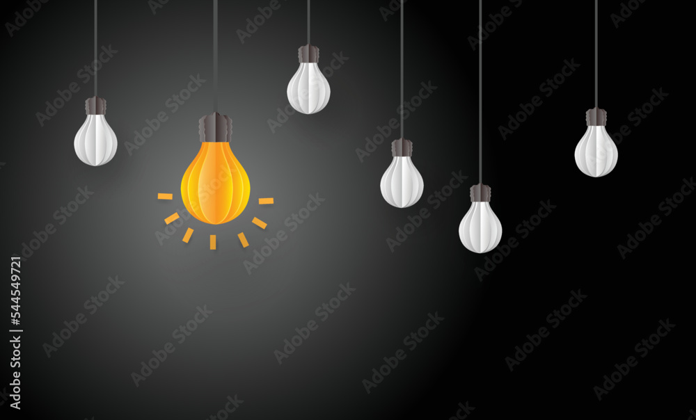 Light bulb, Brainstorm creative idea, paper art style Light bulb, Brainstorm creative idea, paper art style