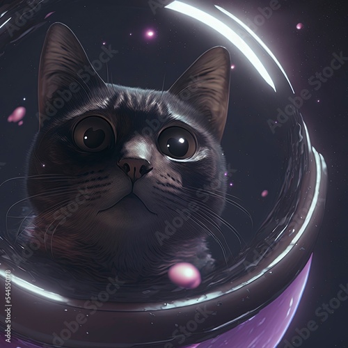 Cool space cat Digital art painting. photo