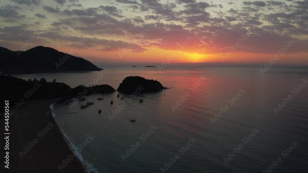 Aerial view of sunrise Cirali sea bay on the Turkish Riviera, Antalya region Aerial view of sunrise Cirali sea bay on the Turkish Riviera, Antalya region