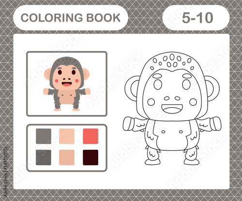 coloring pages cartoon gorilla,education game for kids age 5 and 10 Year Old photo