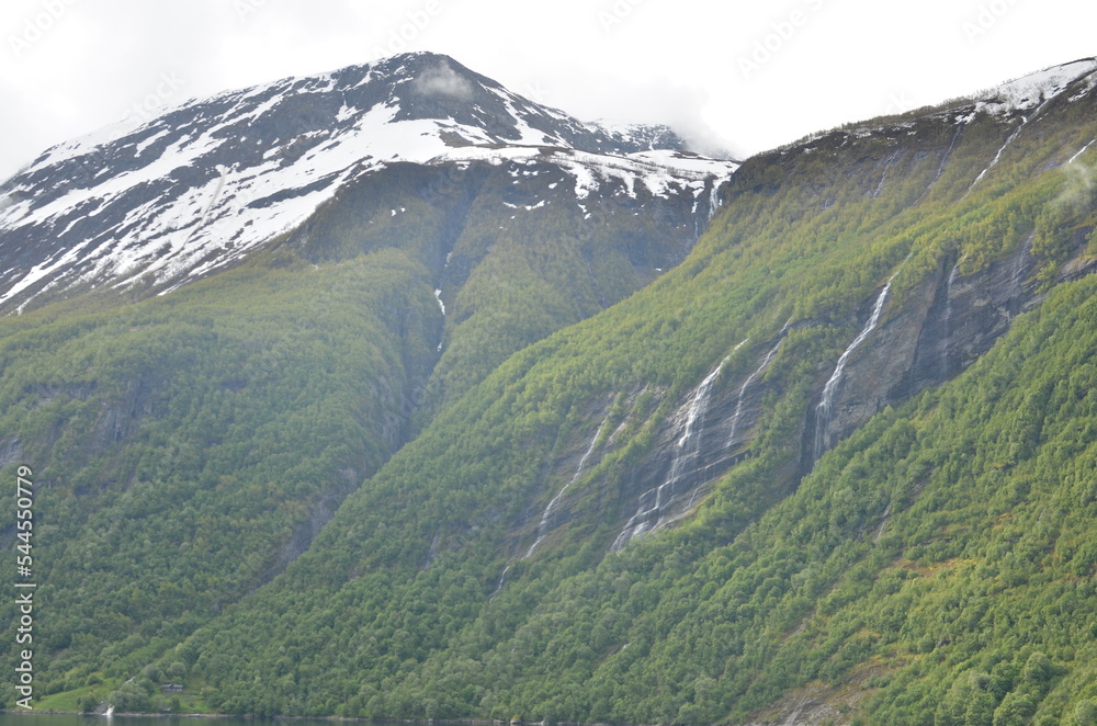 geirangerfjord norway beautyful scenery Mountains Ocean green