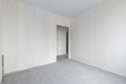 Empty concrete commercial space without finishing with partitions