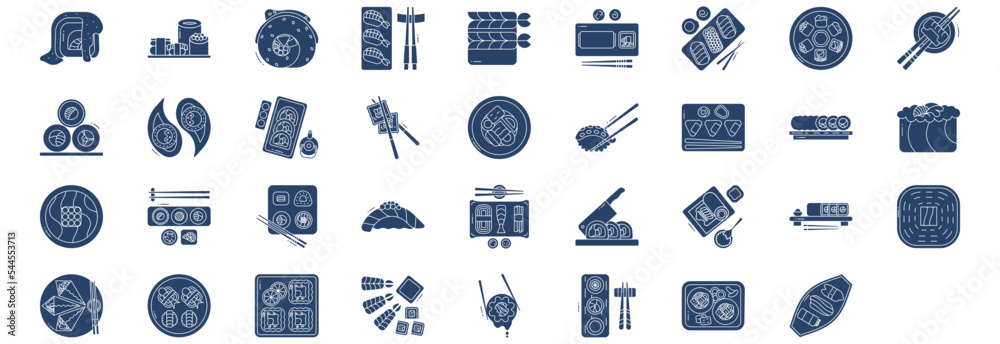 Collection of icons related to Sushi Japanese food, including icons ...
