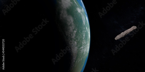 Oumuamua, interstellar object, orbiting around earth planet photo