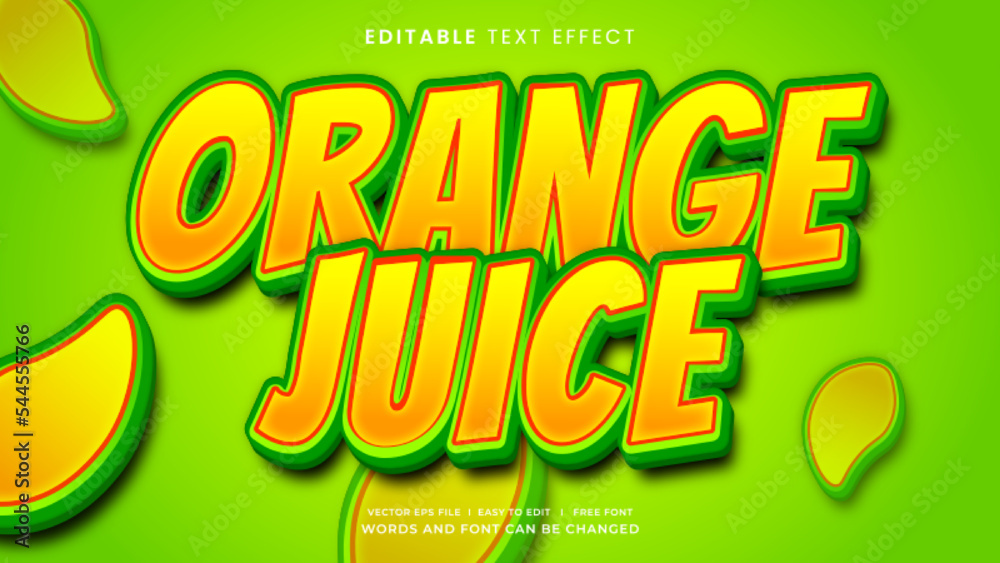 Orange juice editable text effect